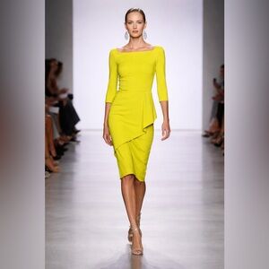 CHIARA BONI la petite robe Elegant Lime Green Asymmetrical Dress 4